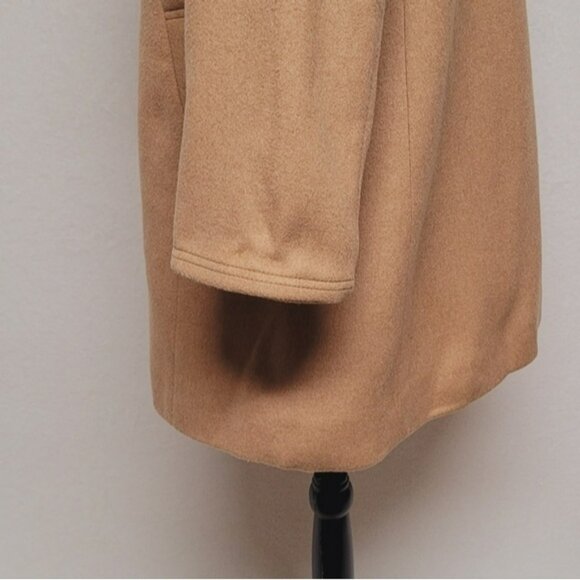 Retro Y2K J. Crew Carrie Caramel Wool Cashmere Flared Hem Standing Collar Coat - Picture 7 of 16
